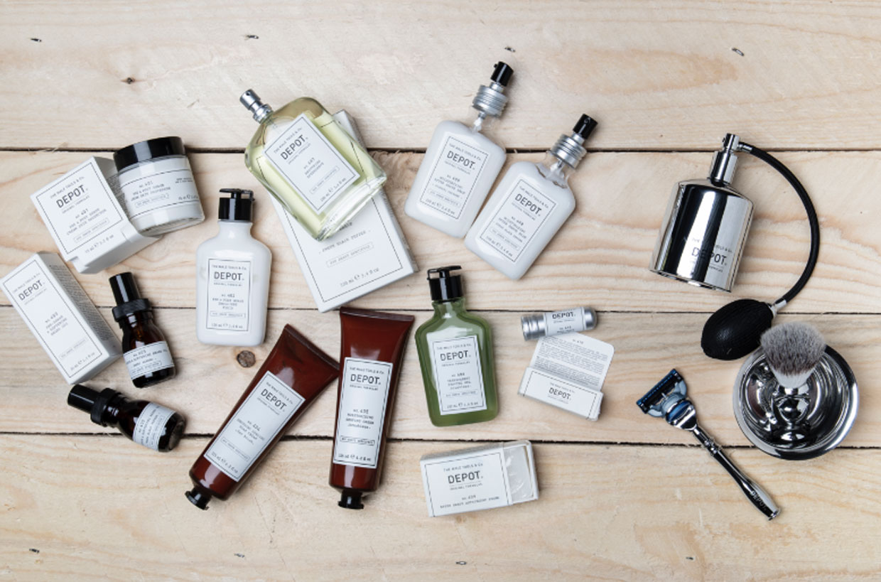 Gamme de produits Dépôt pour hommes — shampoings, soins et coiffants professionnels